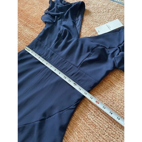 NWT Ever-Pretty Women's Dress  Double V Neck A Line Ruffle Hem Backless Blue L - Picture 8 of 12